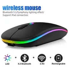 Mouse ergonômico sem fio para jogos, Mouse recarregável, RGB, Bluetooth, LED, para laptop, PC, 3600 DPI