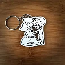 Kit de Chaveiros Casamento Brinde Casamento Personalizado em MDF