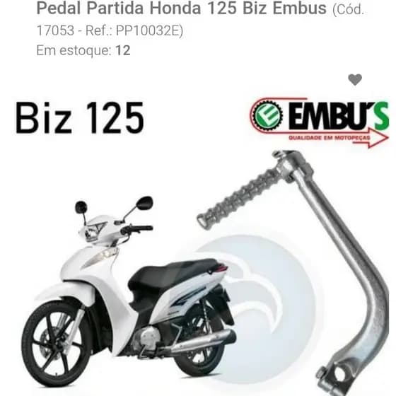 Pedal de Partida/cavalete lateral  Compatível CG 125 / CG 150 / YBR Factor / Biz – Alta Resistência
