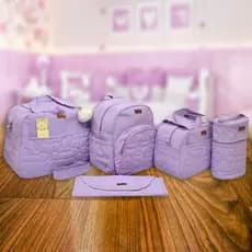 Kit Bolsa Maternidade Menina Luxo 5 Peças Lilás