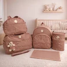 Bolsa Maternidade Grande Impermeável com Trocador Térmica Porta Mamadeira Kit 5 Peças para Bebê Viagem Passeio