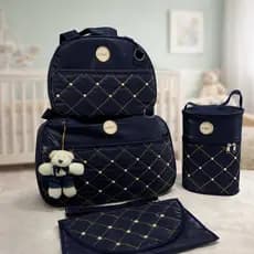 Bolsa Maternidade Grande Impermeável com Trocador Kit 4 Peças Bolsa Fraldas Mochila para Viagem Bebê com Porta Mamadeira