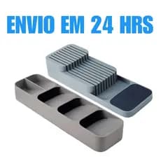 Conjunto Organizador de Talheres e Facas com Divisórias Bandeja Organizadora de Gaveta de Cozinha