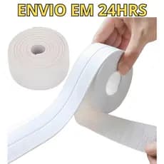 Fita Adesiva Vedação Pvc Impermeável Banheiro Pia Box Rodapé Branco Lisa Tira de Calafetagem 3.2m