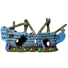 Enfeite Para Aquario Barco Navio Afundado Pirata Resina Esconderijo Toca Ornamento Decorativo Decoração Agua Doce Marinho