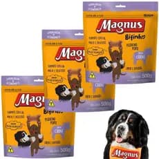 Bifinho Magnus 500g Cães Cachorros Pets Adultos Sabor Carne Pequeno Porte Petisco 3 Unidades Dog Snack