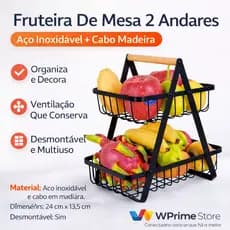 Fruteira de Mesa Articulada em Aço Inoxidável 2 Andares - BM-F1112