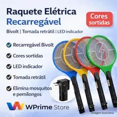 Raquete Elétrica Mata Mosquito Insetos Recarregável – Colorida e Prática