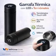 Normal - Garrafa Térmica com LED e Termômetro (500ml) - Preto