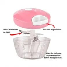 Processador Triturador Manual De Alimentos 3 Lâminas 500ml – Cores Sortidas