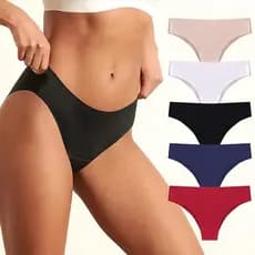 Kit com 4 calcinhas sem costura lisa 3cm·5cm·Normal·Fio·Box Short· CORES E/OU ESTAMPA SORTIDAS/ALEATÓRIA