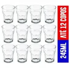 Kit até 12 Copos VIDRO 245ml  RESISTENTE Casa Blanca