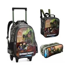 Mochila Infantil Game Craft Kit Lancheira Escolar Rodinhas