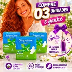 BOX c/03 ABSORVENTES SEMPRE LIVRE ADAPT COM ABAS c/8 + 01 ESMALTE IMPALA 7,5ml