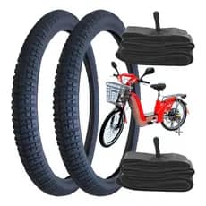 Par Pneu 24x2.125 Bike Elétrica Souza Atacama + 2 Câmaras PretoPar Pneu 24x2.125 Bike Elétrica Souza Atacama + 2 Câmaras