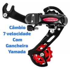 Câmbio macaquinho Traseiro Yamada 7v H40 Index Com Gancheira Bike Mtb 21v Preto
