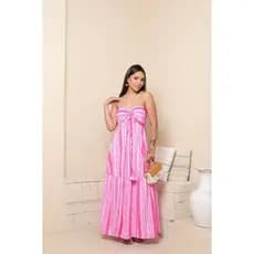 Vestido Longo Feminino Estampado com Bojo Lastex nas Costas Fenda Lateral Verão 2026 Festa Casamento