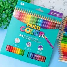 Lápis De Cor 24 Cores Pintar E Desenhar Multicolor Ecolápis