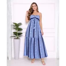 Vestido Longo Feminino Estampado Elegante com Bojo e Fenda Lastex Costa Moda Verão Festa