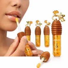 Lip Gloss Honey Brilho Labial Hidratante com Aroma de Mel com Pingente de Abelha