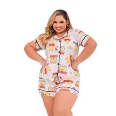 Pijama Americano Feminino Roupa de dormir Botões blogueira Plus Size Cirúrgico Amamentação Baby Doll