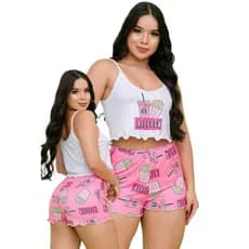 Short Doll Ondinha Tamanhos P/M/G, Pijama Virginia, Baby doll blogueirinha Suede, Pijama Personagens