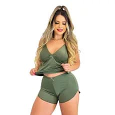 Pijama Baby Doll Feminino Liganete malha Fria com regulagem nas alças roupa de dormir