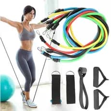 Kit Treino Elástico Extensor 11 Peças Funcional Premium