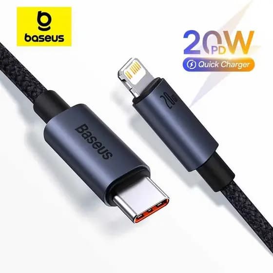 Cabo iPhone USB-C Lightning PD20W Turbo Carregamento e Dados Baseus Original