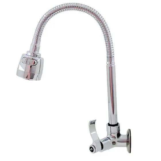 Torneira Gourmet Cozinha Parede METAL Tubo Flexível Duplo Jato Chuveirinho
