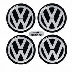 Kit 4 Emblemas Resinados Volkswagen para Calota Central 48mm Alta Qualidade