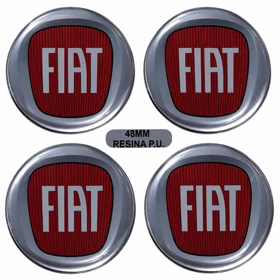 Kit 4 Emblemas Resinados Fiat para Calota Central 48mm Alta Qualidade
