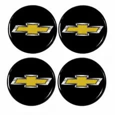 Kit 4 Emblemas Adesivos Resinados Chevrolet para Calota Central 48mm Alta Qualidade