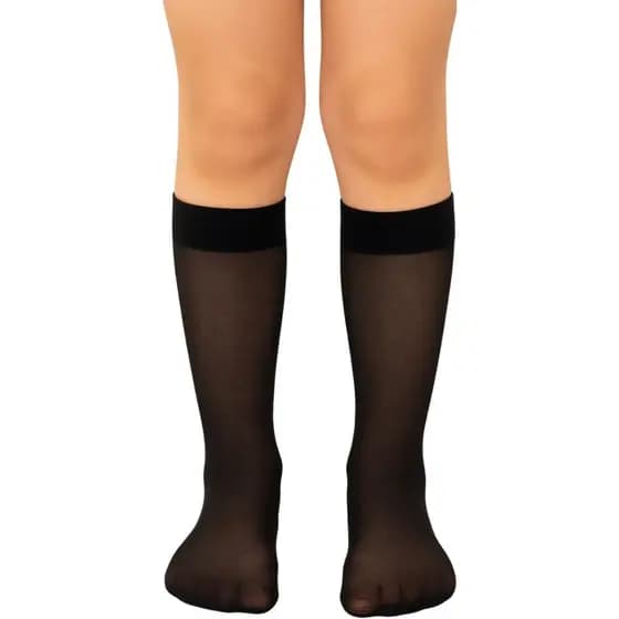 Par de Meias 3/4 Fio 40 Daniela Discreta Tamanho Único Elastica Modelo Europeu Soft Bord Cano Alto Punho Soft Social
