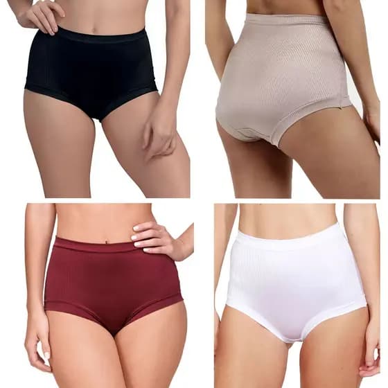 Calcinha Modelagem Alta Bourbon Demillus 26406 Canelada Sem Elástico Poliamida
