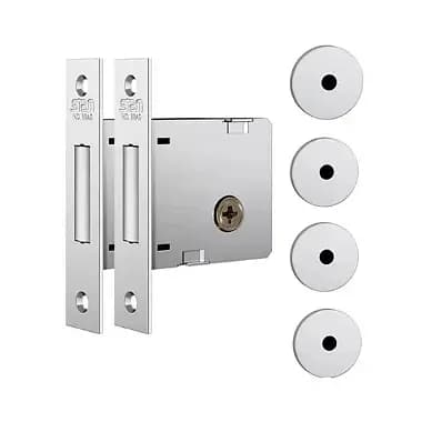 Fechadura Trava Auxiliar Stam 1004 Tetra Chave Cromada Externa Par 40MM
