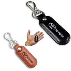 Chaveiro Automotivo Toyota em Couro Sintético Marrom com Mosquetão
