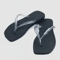 Chinelo feminino correia glitter confortável para o dia a dia