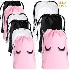 50 Pcs Sacos De Maquiagem Cosmética Reutilizáveis Para Cílios Com Cordão De Arrasto Saco De Extensão