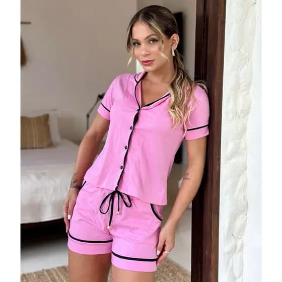 pijama americano 100% algodão, pijama de algodão , baby dol, short dol,pijama de amamentação (Marina)