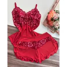 baby doll feminino de babadinho short doll pijama feminino de renda babadinho linha noite (babadinho)