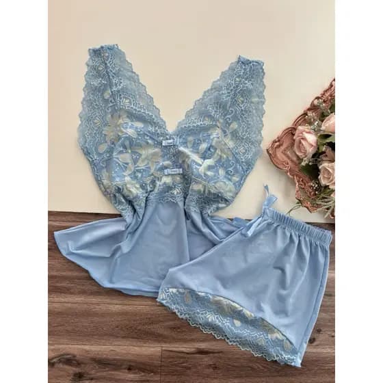 pijama feminino regata baby doll feminino regata pijama feminino de dormir short doll linha noite(regata)