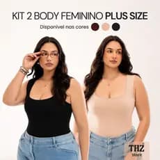 Kit Body Feminino Plus Size Body Bojo Decote Quadrado Suplex Regata Blusinha Modela Corpo P ao G2
