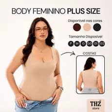Body Feminino Bojo Plus Size Decote Quadrado Suplex Regata P ao G2 Conforto Estilo Modelador