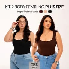 Kit Body Regata Decote Quadrado Suplex P ao G2 Plus Size Conforto Estilo Tendência Moda Blogueira