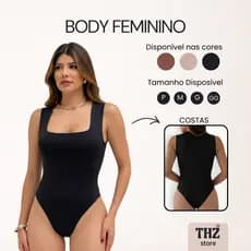 Body Feminino Collant Regata Blusa Decote Quadrado Com Forro Bory Moda Blogueira TOP