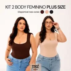 Kit Body Feminino Plus Size Com Bojo Decote Quadrado Suplex Regata P Ao G2 Modela O Corpo