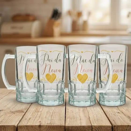 Jogo 2 Caneca Tabernas Personalizada Pai Mãe da Noiva do Noivo Presente Casamento Madrinha Padrinho