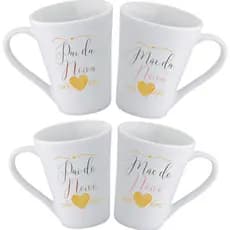 Jogo 4 Caneca Tarsila Personalizada Pai Mãe da Noiva do Noivo Presente Casamento Madrinha Padrinho