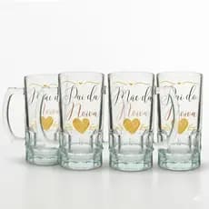 Jogo 4 Caneca Tabernas Personalizada Pai Mãe da Noiva do Noivo Presente Casamento Madrinha Padrinho